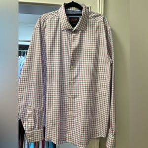 Edgar’s window pane button up casual shirt. Spread collar regular cuff. XL